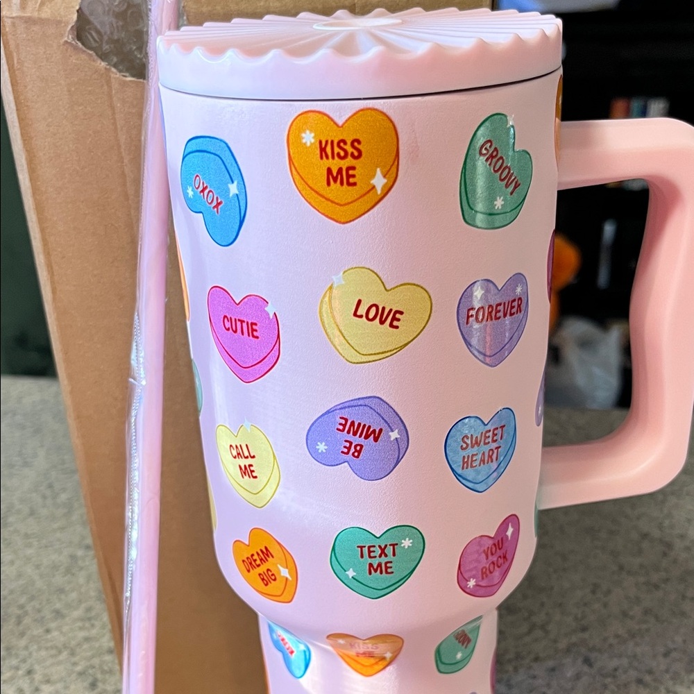 Katydid Colorful Conversation Heart Tumbler NWT